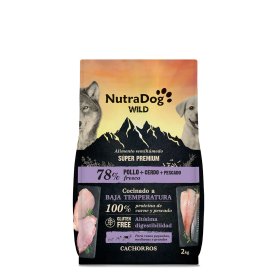 Nutra Dog Wild Puppy, 78% carnes ; pollo + cerdo + pescado fresco