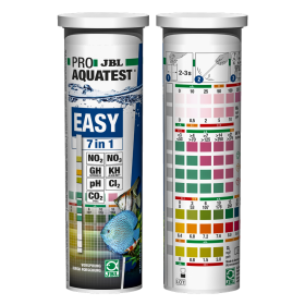 Jbl Proaqua Test Easy Tiras Analizadoras de Agua Acuarios 7 en 1, mide: co2, ph, cl2, hk, gh, no2, no3, 50 unidades.