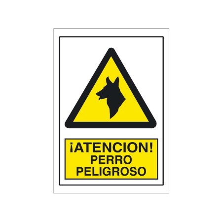 Cartel Plastico Advertencia Perro Peligroso 25X17Cm