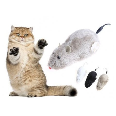 Juguete Raton Grande Movil Para Gatos 10 X 5 Cm Blanco O Gris, rascadores y cosas para gatos en priego de cordoba