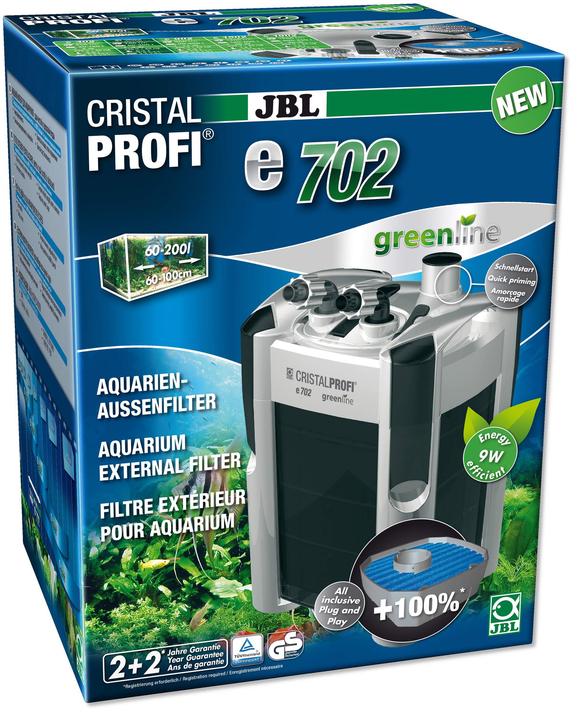 Este es el modelo de filtro esterior Jbl Cristal profi greenline 702, con un gran caudal de agua