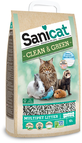 El lecho de papel y celulosa Sanicat es idóneo para disponer en la jaula o lugar de aseo de los pequeños roedores de la casa como conejos enanos, cobayas o hurones. Además es respetuoso con el medio ambiente. 